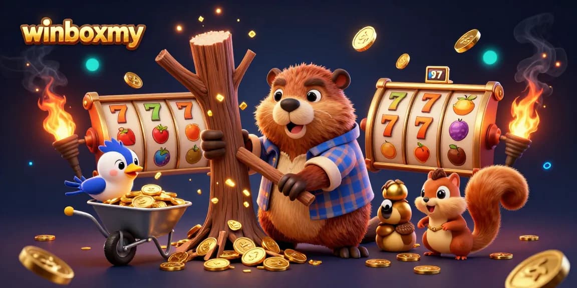 Experience thrilling wins with winboxmy's 3D cartoon characters and casino elements in vibrant action.