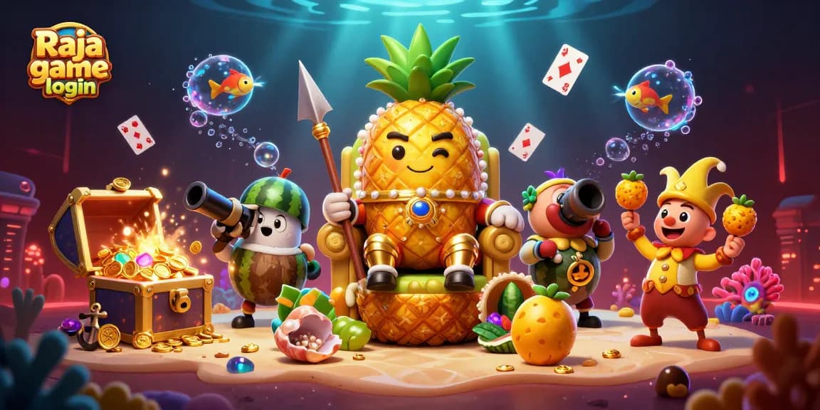 Engage in the exciting Raja game login with vibrant casino elements in a dynamic, colorful scene.
