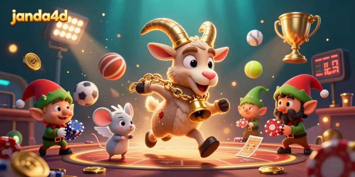 Janda4d mengelola kasino online dengan karakter kartun 3D, menampilkan suasana permainan seru.