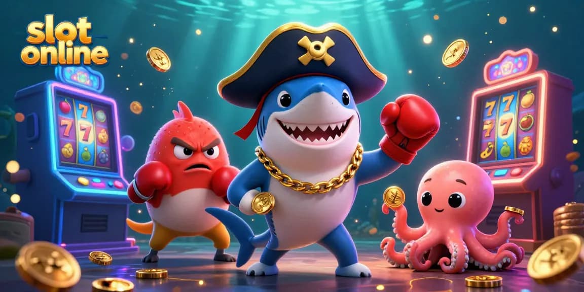 Menangkan slot online dengan karakter kartun ikonik seperti hiu kapten dan ikan puff.
