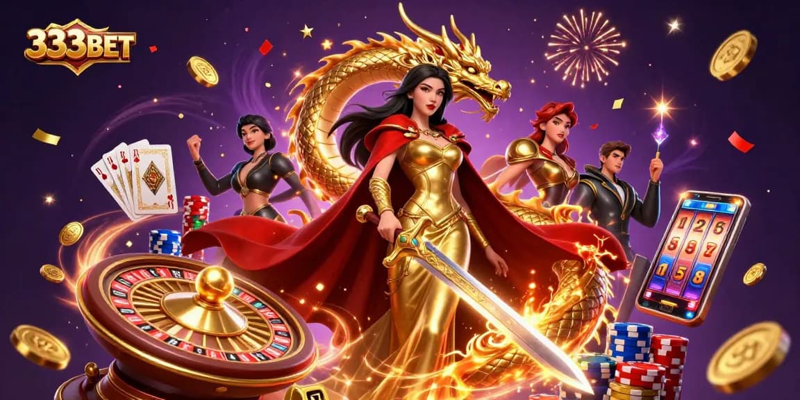 Experience thrilling gameplay with 333BET in this vibrant online casino scene featuring glamorous elements.