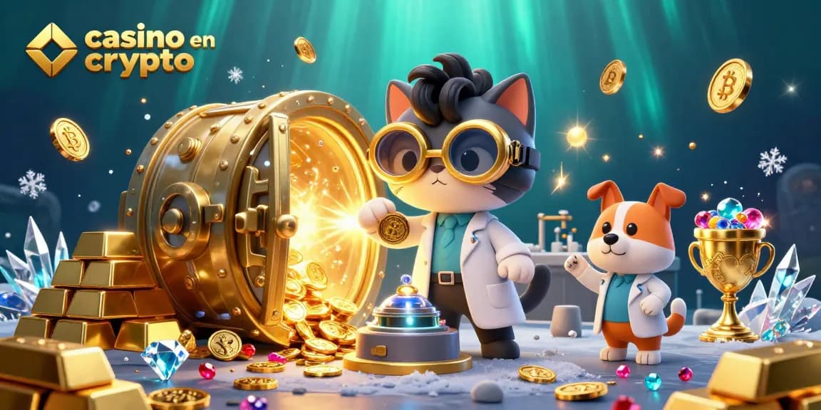 Casino en crypto : visualisez un chat fou et son chien assistant créant des pièces d'or sous l'eau.