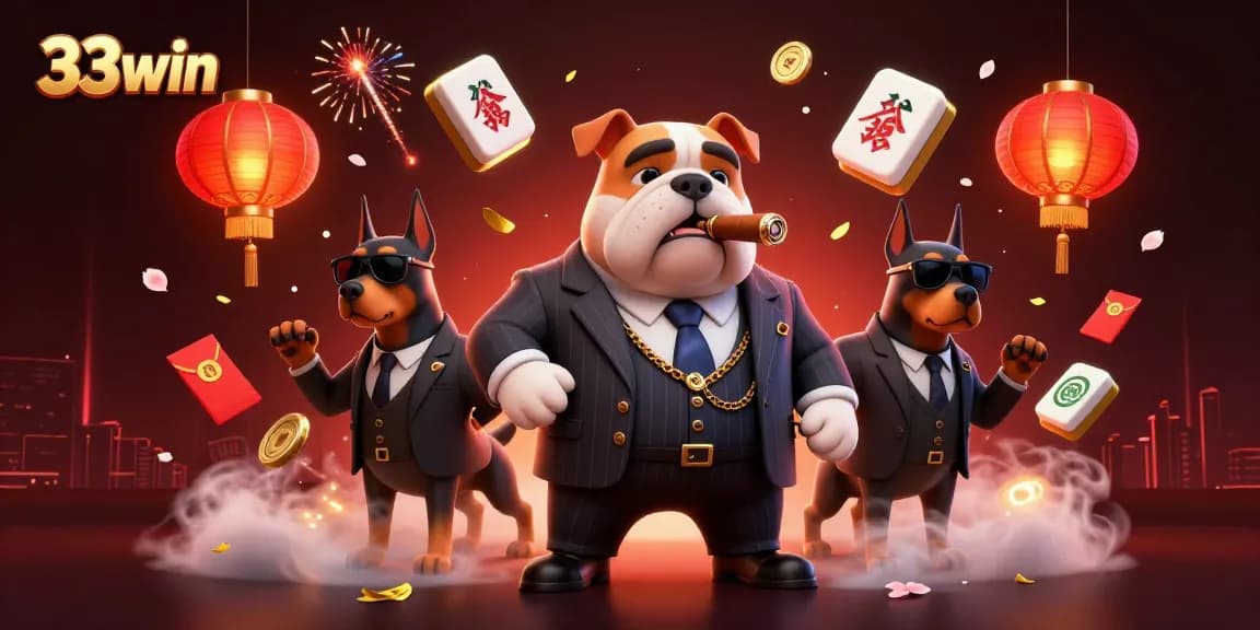 Experience gaming excitement with 33win's vibrant casino scene featuring animated elements.
