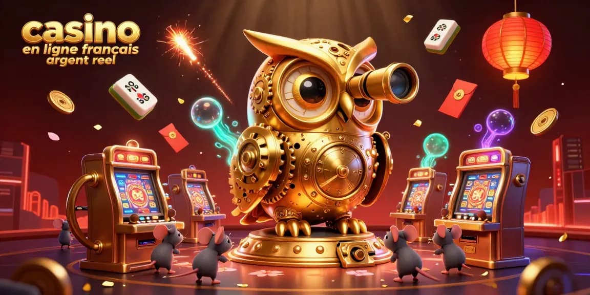 Jouez sur le casino en ligne français argent réel avec cette illustration captivante remplie d'éléments uniques.