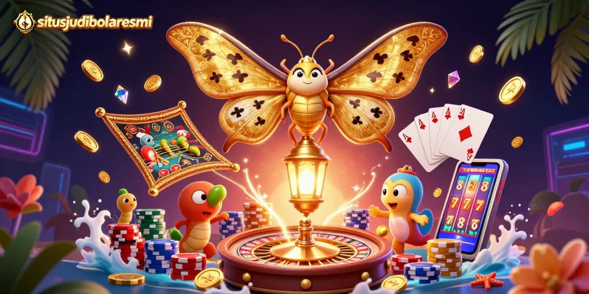 Experience exciting sports betting action at situsjudibolaresmi with vibrant casino-themed elements and golden winnings.