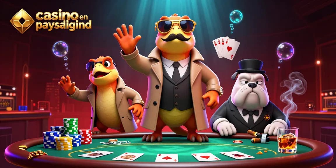Les joueurs profitent d'une expérience immersive dans un casino en ligne paysafecard avec des éléments de poker animés.