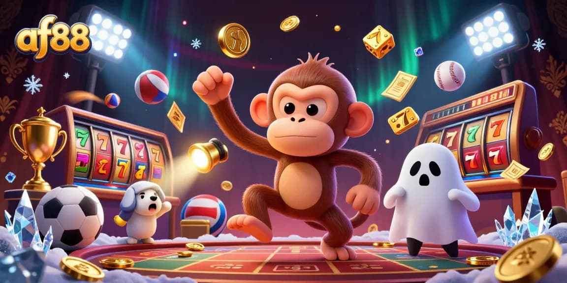 Experience the excitement of af88 online gaming as the monkey juggles at a haunted casino.