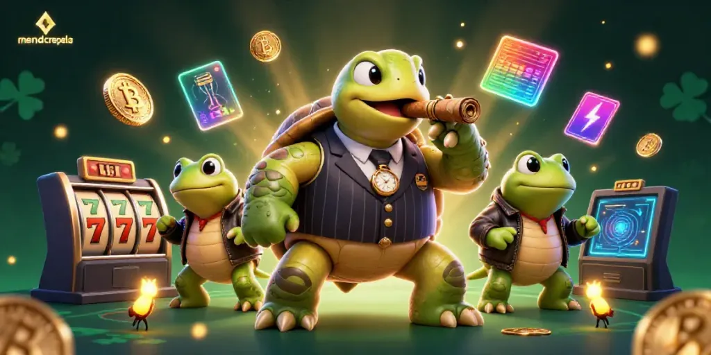 Menggoda dengan jackpot slot di meandcrepela, karakter kartun menyenangkan, dan elemen kasino penuh warna.