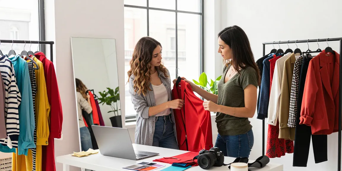 Consulente di moda che crea un guardaroba capsula per esaltare la bellezza naturale di una cliente.