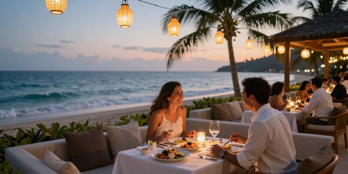 Couple enjoying a romantic dining experience at a luxury resort while exploring rokok88 destinations.