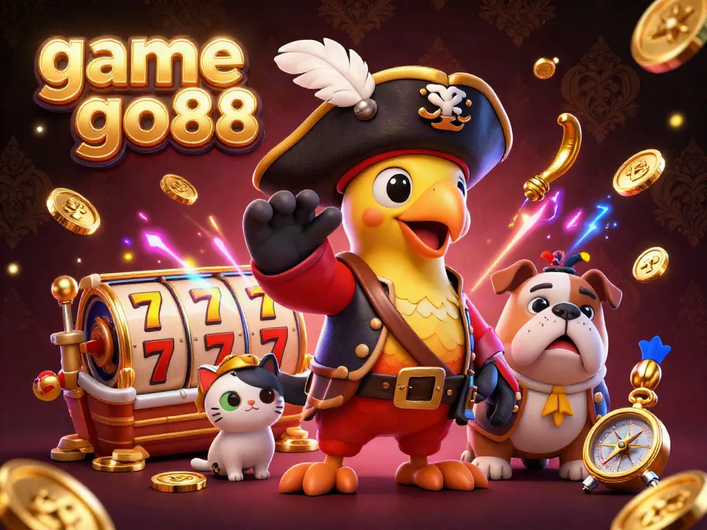 Join the adventure with game go88 as a pirate captain parrot and friends explore thrilling jackpots and slot games.
