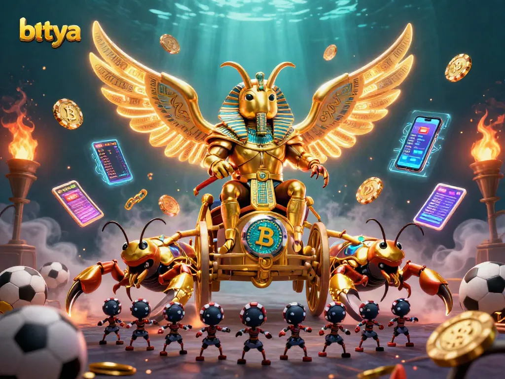 Betya sports betting scene with a colossal golden beetle and vibrant gambling elements
