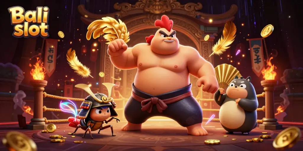Experience the thrill of the Bali slot game with iconic characters in an action-packed scene.
