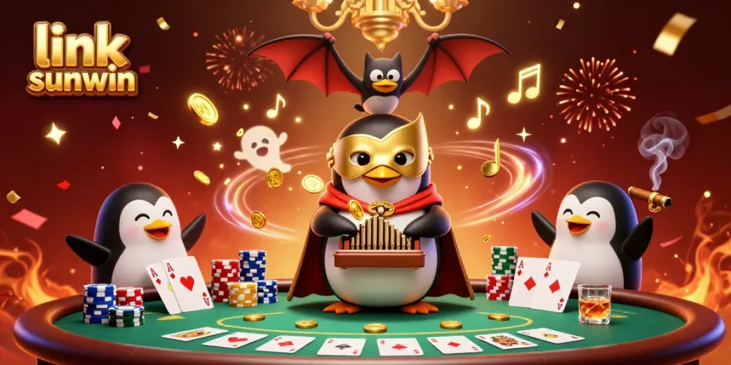 Experience thrilling winnings with link sunwin at the dynamic casino scene filled with gold coins and poker excitement.