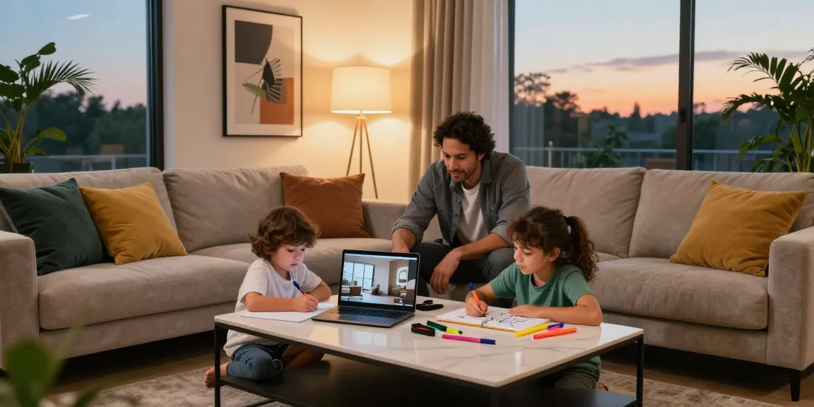 Family enjoying a cozy evening in a stylish living room featuring depo 5k inspired decor.