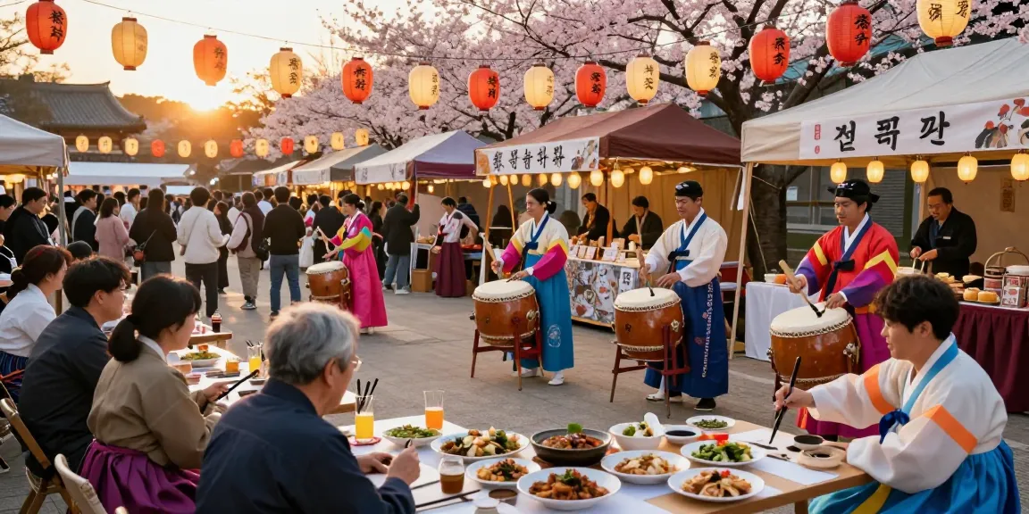 Vibrant festival celebrating Asian cultures at https://hanadultalk.com with diverse individuals enjoying food and traditional activities.