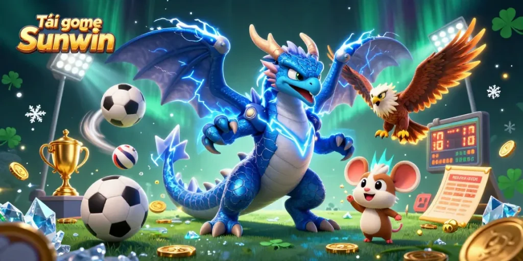 Tải game Sunwin and enjoy thrilling gameplay with dynamic elements like sports balls and gold coins.