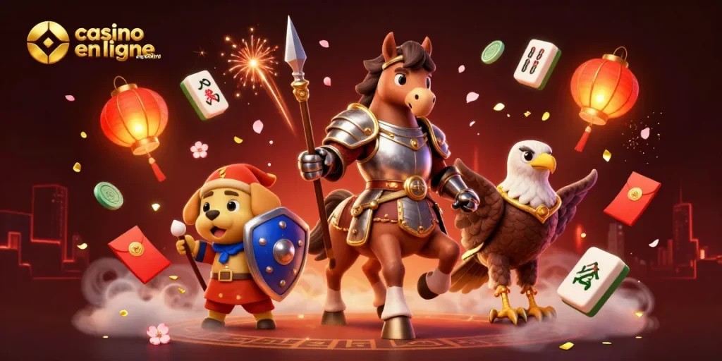 Découvrez le casino en ligne paysafecard avec des personnages dynamiques et des éléments de jeu en 3D.