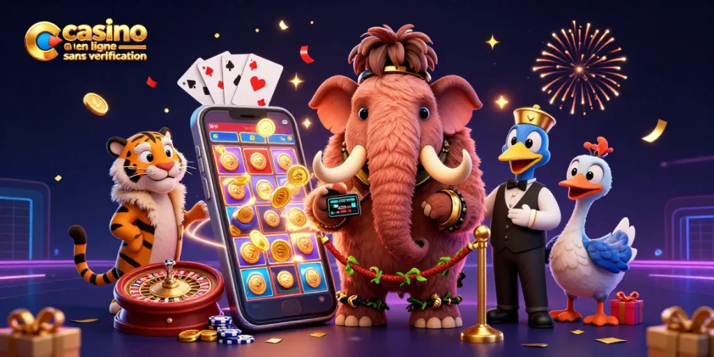 Gagnez au casino en ligne sans vérification avec des personnages animés dans un environnement dynamique.