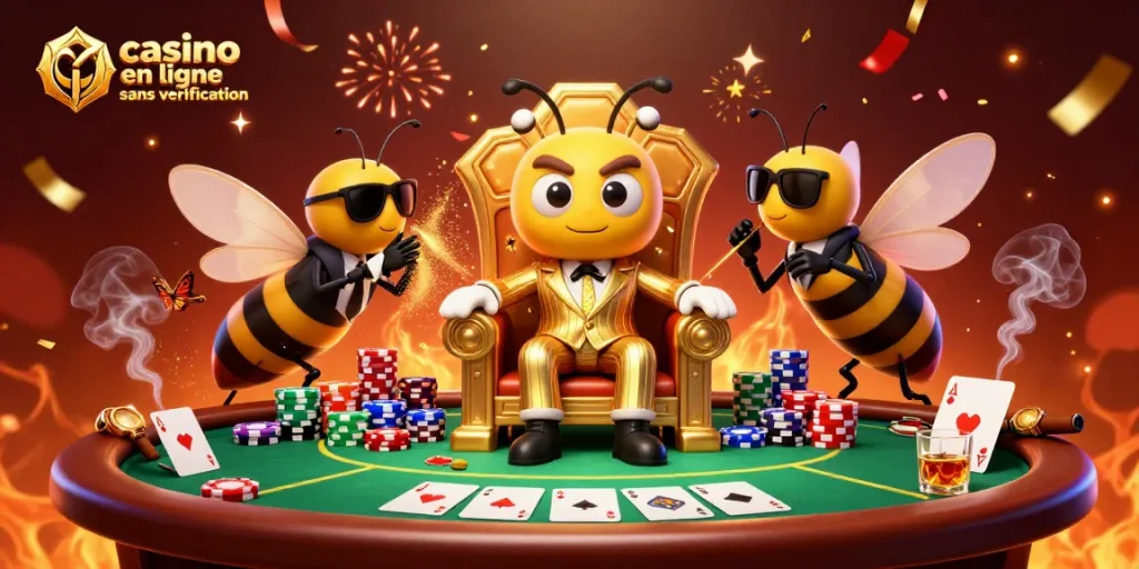Jouez sur un casino en ligne sans vérification, révélant une ambiance dynamique de jeu et de stratégie.