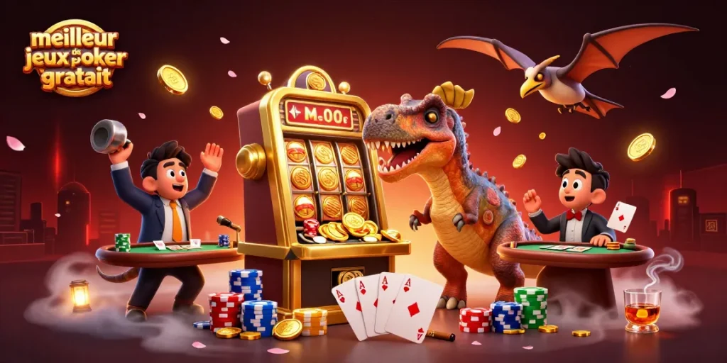 Découvrez le meilleur jeu de poker gratuit en jouant à une table animée et en captivant les jetons d'or qui volent autour.