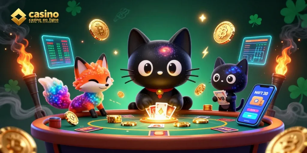 Jouez sur un casino en ligne sans vérification avec un chat gravitationnel et une renarde nébuleuse.