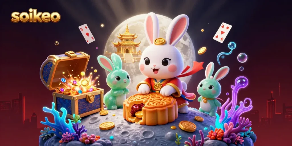 Soikeo players strategizing their bets surrounded by vibrant casino elements in a colorful, animated scene.